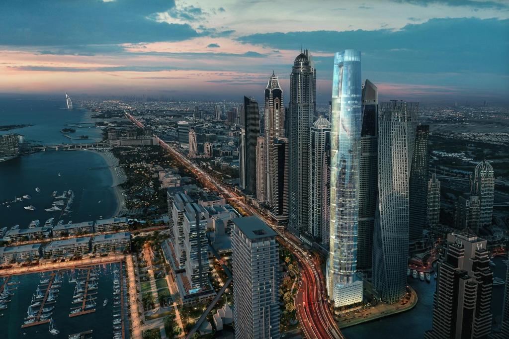 uma vista aérea de uma cidade com edifícios altos em Greatest location Dubai no Dubai