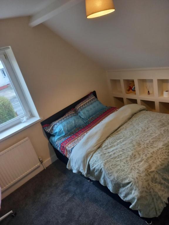 Guest room في Sketty: غرفة نوم بسرير ومخدة ونافذة