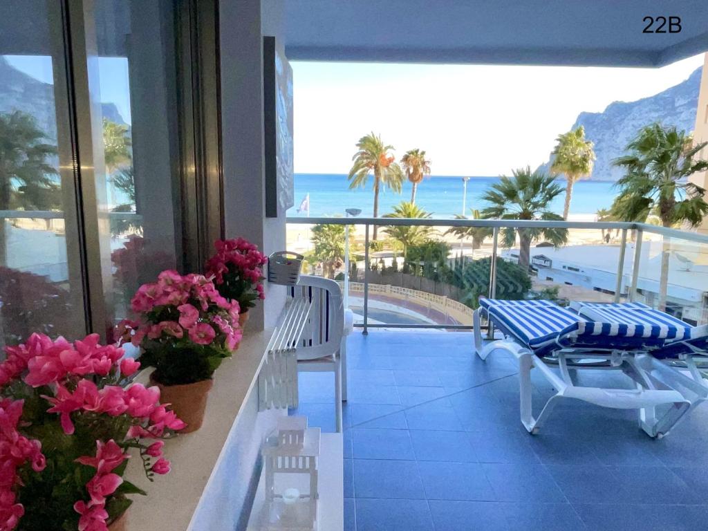 a balcony with a view of the ocean from a building at TIMORA SEA VIEW New Apart' Hipocampos in Calpe