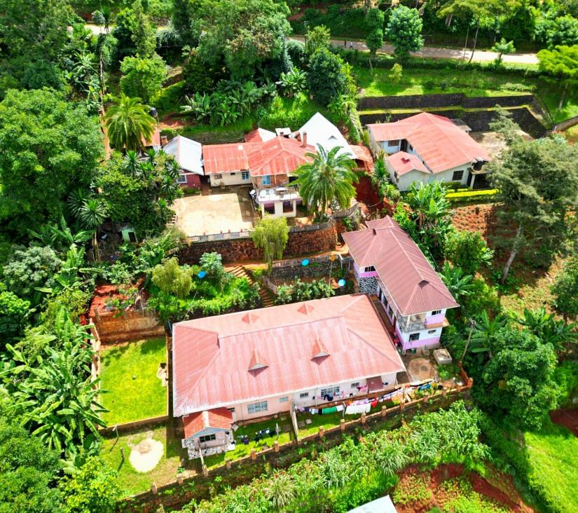 une vue aérienne sur une maison avec un toit dans l'établissement Lushoto views cottage, à Lushoto