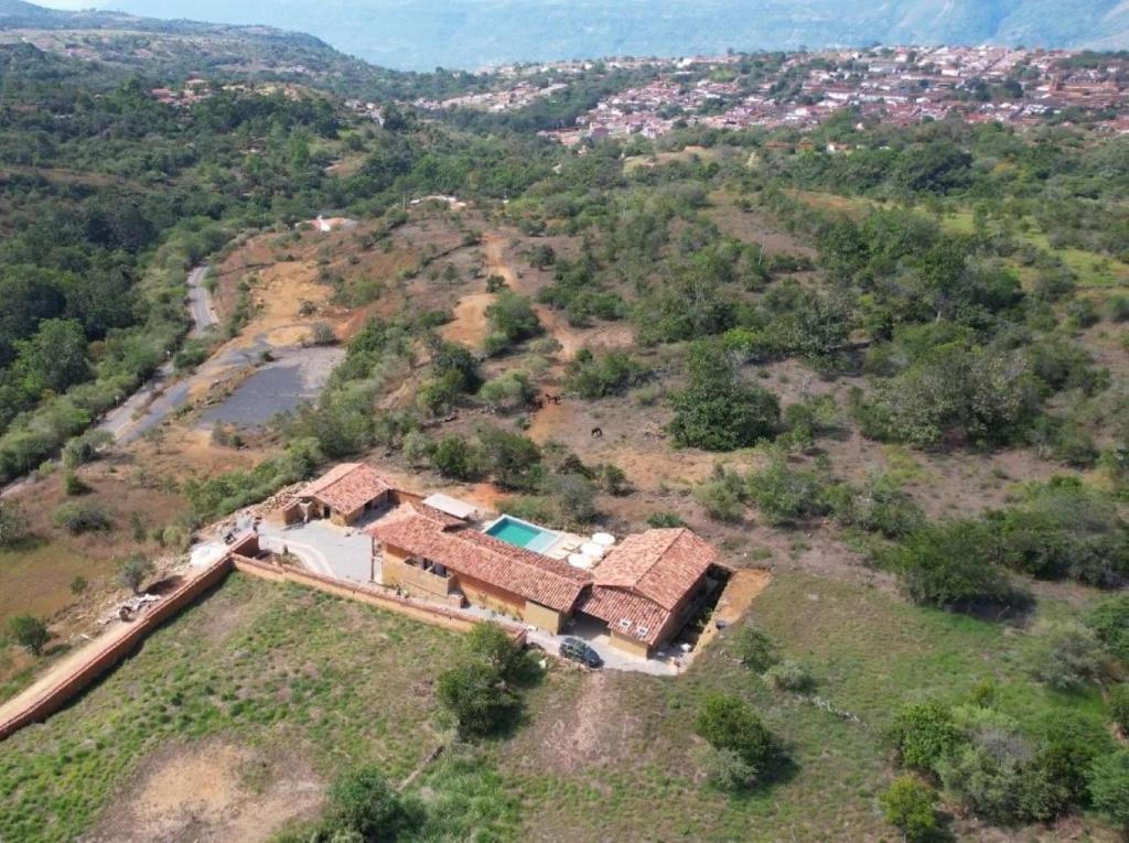 an aerial view of a house on a hill at Casa Bocore in Barichara