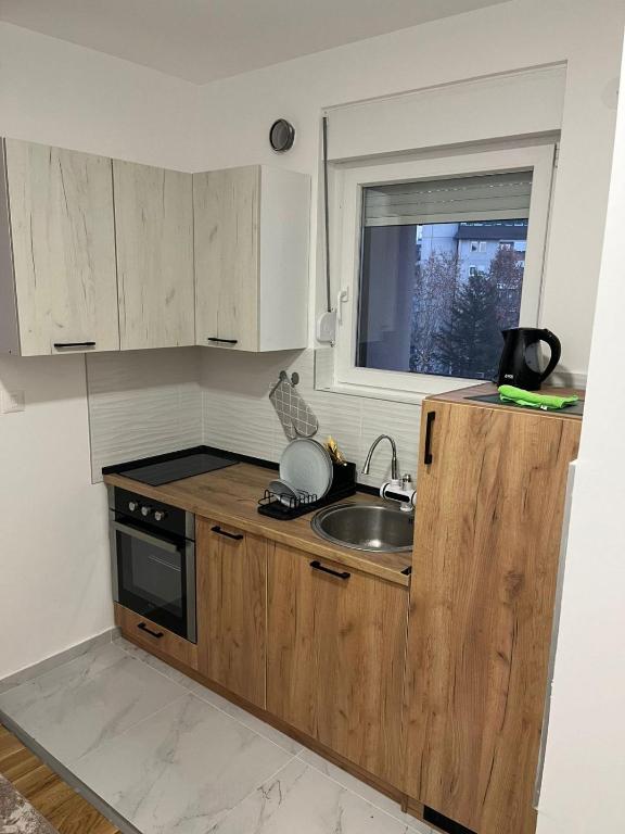 Kuchyň nebo kuchyňský kout v ubytování Paulina Apartments