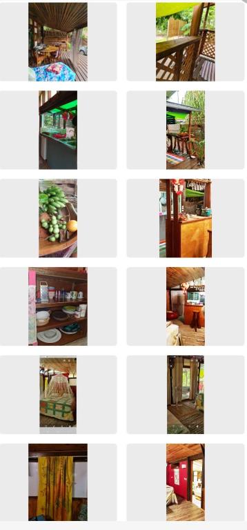a collage of photos of a room at Fare Purotu dans le Sud in Parea
