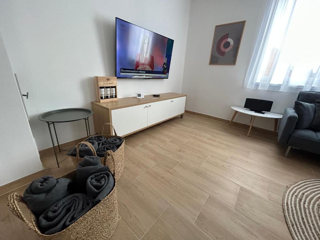 TV a/nebo společenská místnost v ubytování CHATA KVETINKA