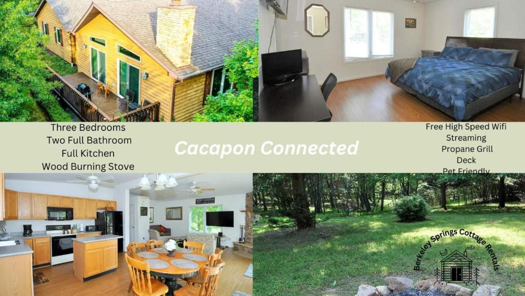 un collage de dos fotos de una casa en Cacapon Connected - Workplace Retreat, en Morton Grove