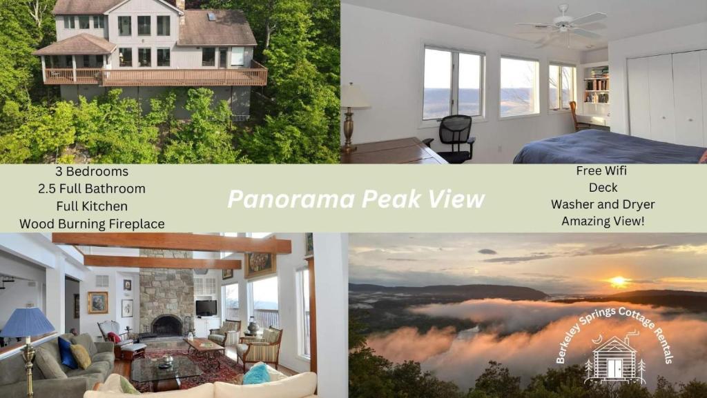 un collage de tres fotos de una casa en Panorama Peak View- Million Dollar View!, en Berkeley Springs