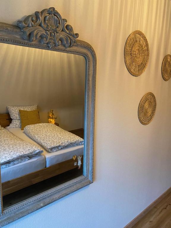 Postel nebo postele na pokoji v ubytování Ferienwohnung Rebblick