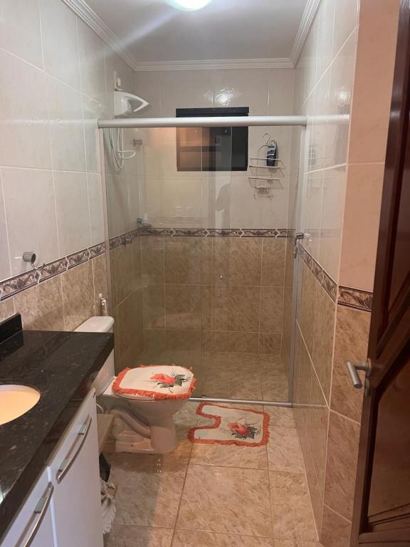 尼西亞弗洛雷斯塔的住宿－Apartamento Ocean View Tabatinga，带淋浴、卫生间和盥洗盆的浴室