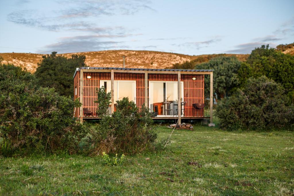 een klein huis in een veld in een veld bij Bungalow de campo Nabucco - sierras, naturaleza y descanso in Minas