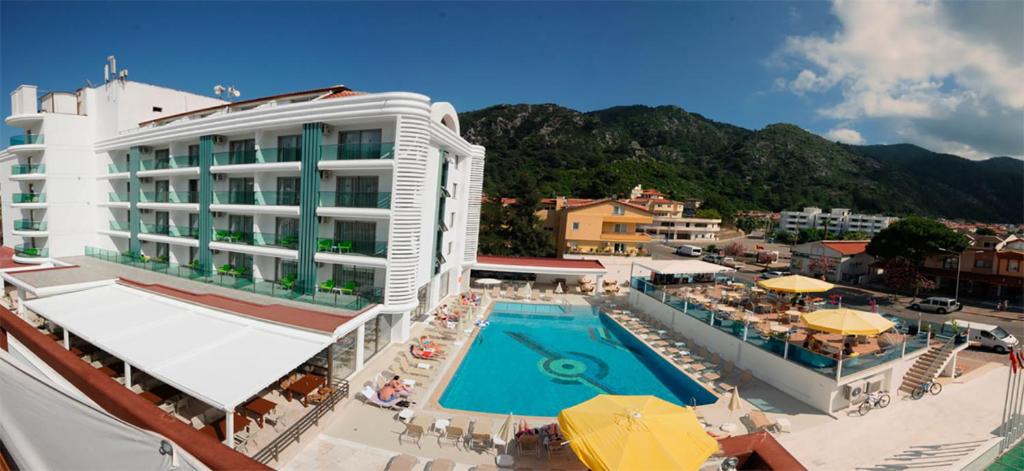 an aerial view of a hotel with a swimming pool at Idas Hotel in Marmaris