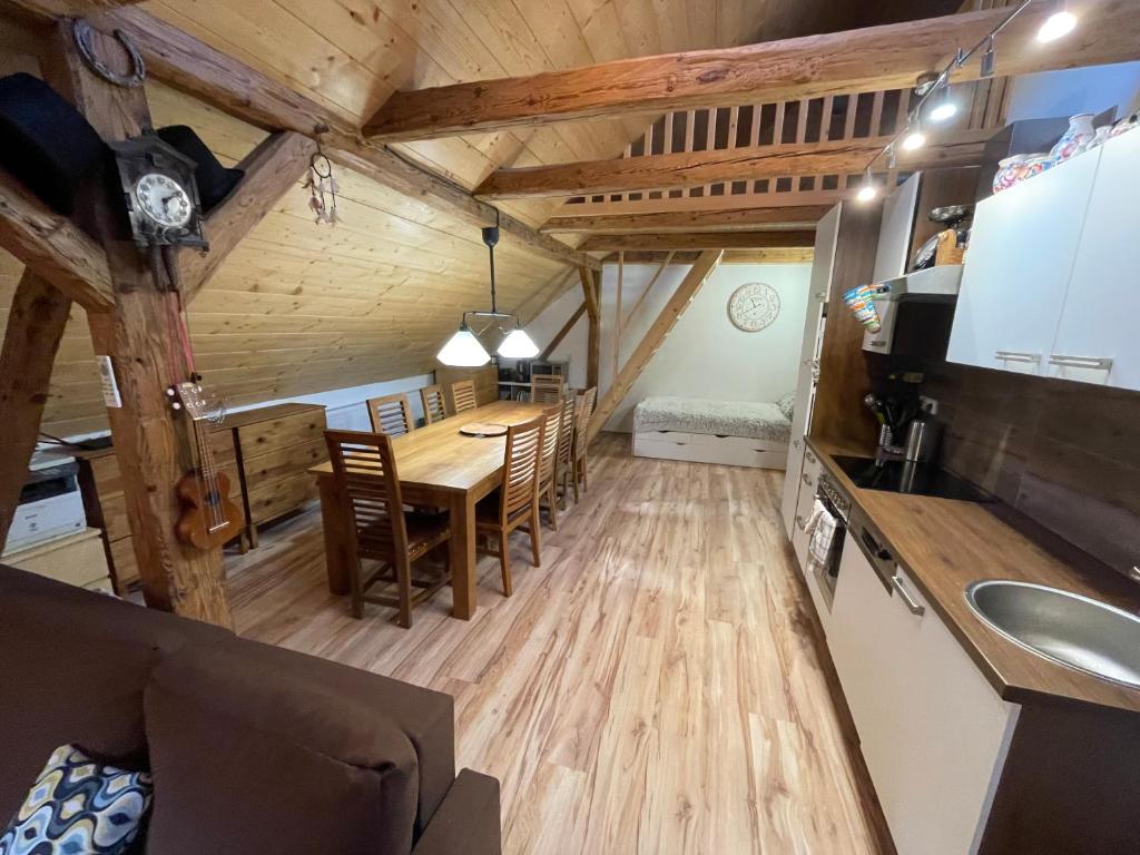 Kuchyň nebo kuchyňský kout v ubytování Apartmany Pod Kloboukem