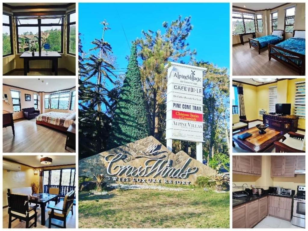 a collage of photos of a house with a sign at Crosswinds Tagaytay Three Bedroom Suite in Tagaytay
