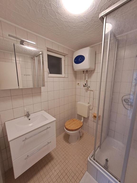 Koupelna v ubytování Bungalow Labahn