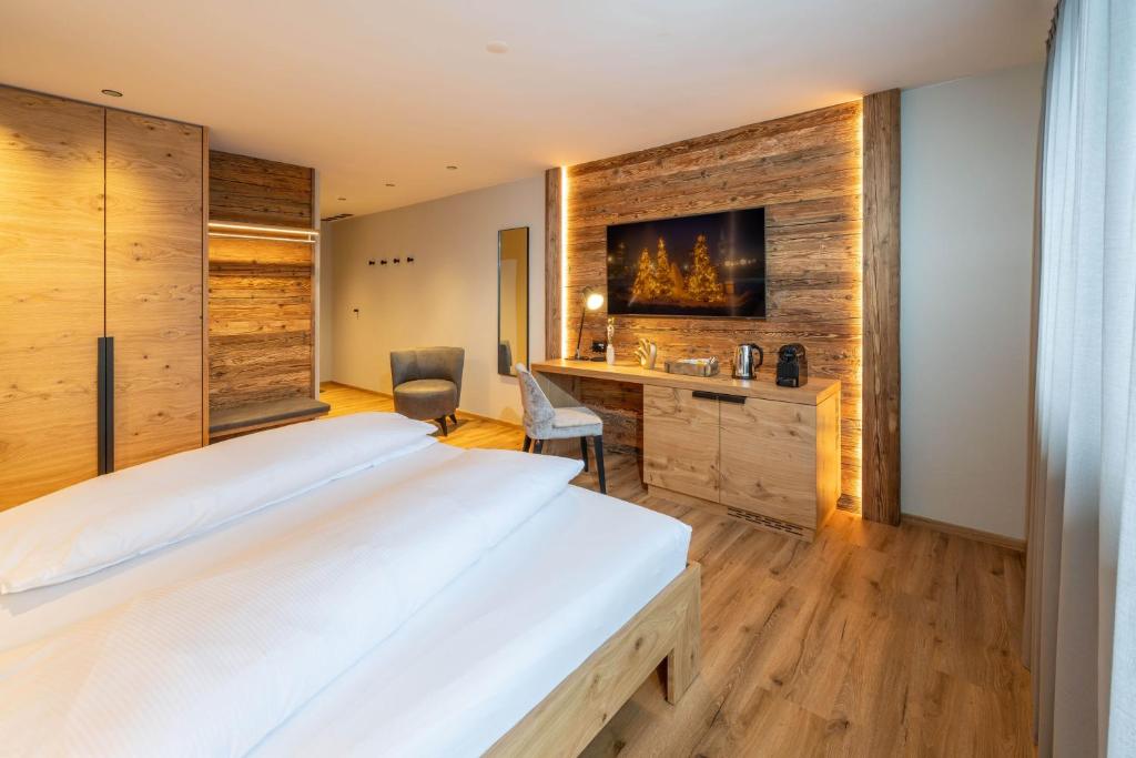 Televiisor ja/või meelelahutuskeskus majutusasutuses Mountain Lodge