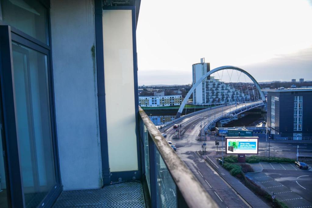a view of a bridge from a building at SECC Ovo Apartments in Glasgow