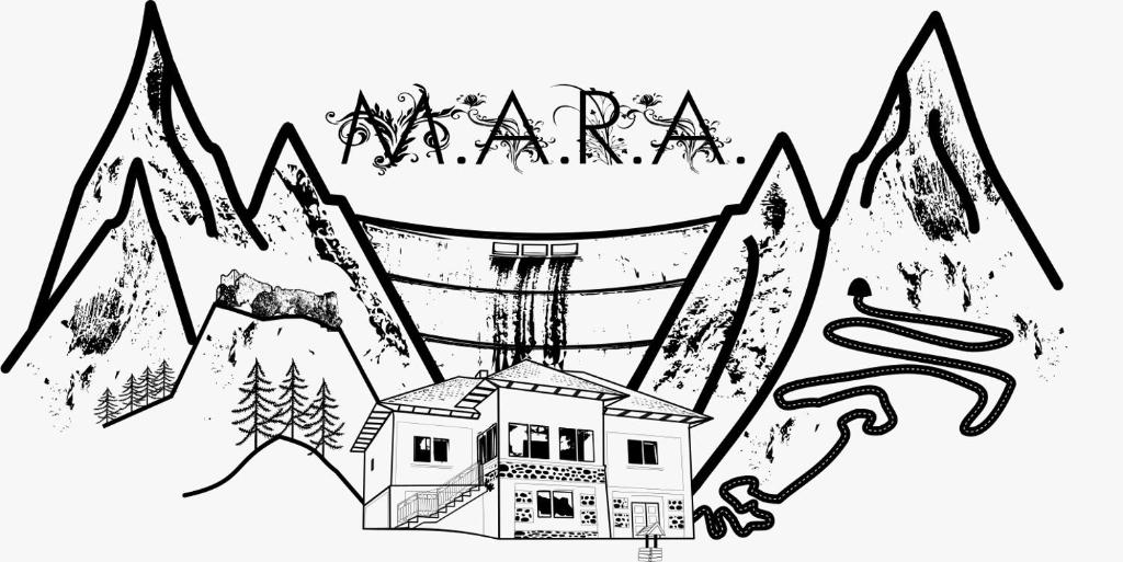 un dibujo de una casa en una montaña en Casa M.A.R.A en Corbeni