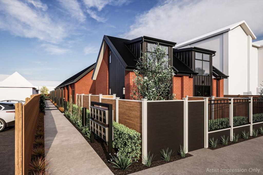 a rendering of a house with a fence at Cute on Cashel 1 in Christchurch