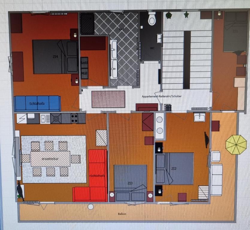 a floor plan of a house at Appartement-Reiteralm Schober in Schladming