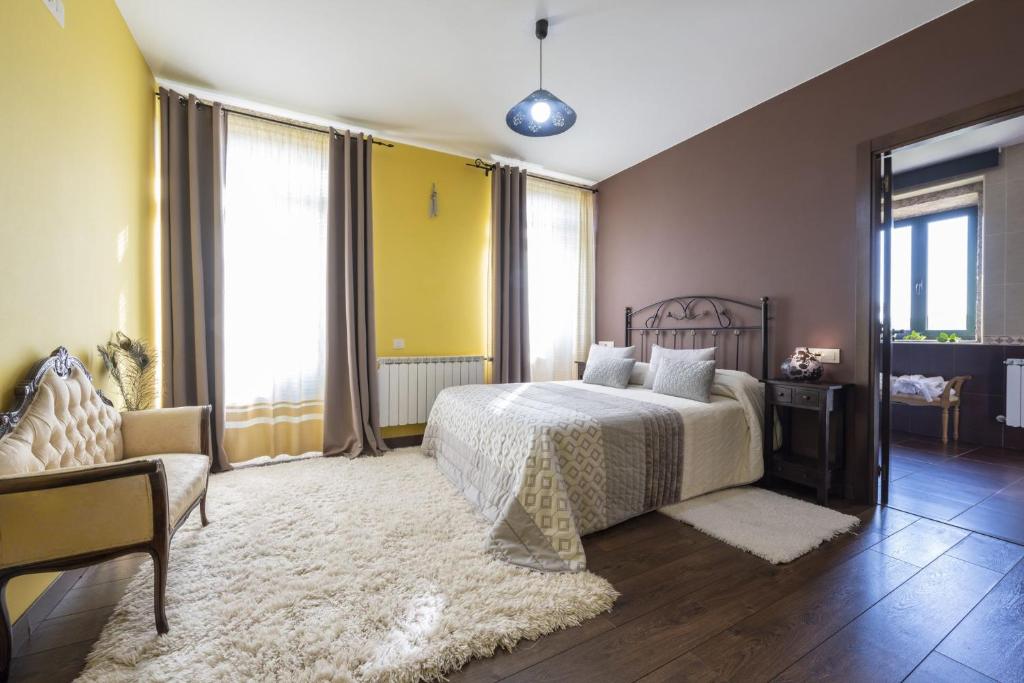 Cama o camas de una habitación en Casa A Canteira