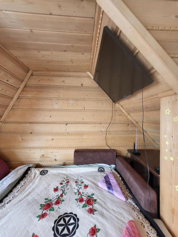 Televízia a/alebo spoločenská miestnosť v ubytovaní Domek Jelonek