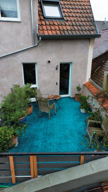 an aerial view of a patio of a house at Noir in Heidelberg