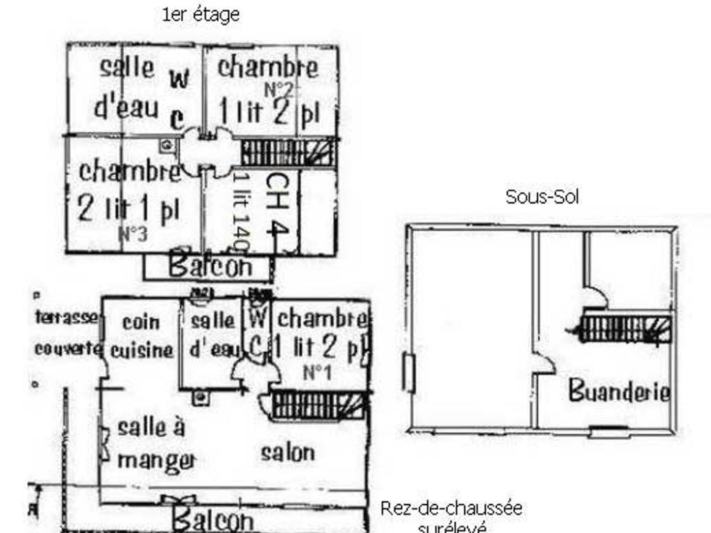 a black and white floor plan of a house at Gîte Le Menil, 5 pièces, 5 personnes - FR-1-589-107 in Le Ménil