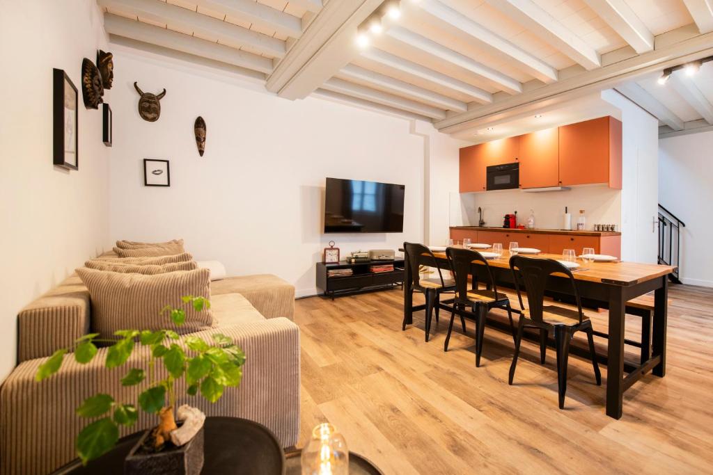 TV a/nebo společenská místnost v ubytování Le Laurencin Sens - Le Duplex - Cœur de ville