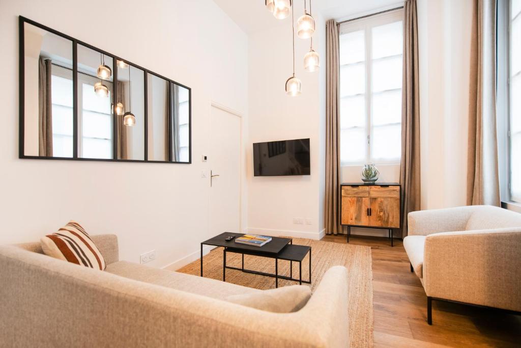 TV a/nebo společenská místnost v ubytování Le Laurencin Sens - La Mezzanine - Cœur de ville