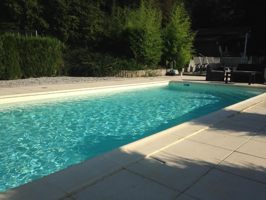 a swimming pool with blue water in a yard at DOMAINE du MOULIN in Saint-Avold