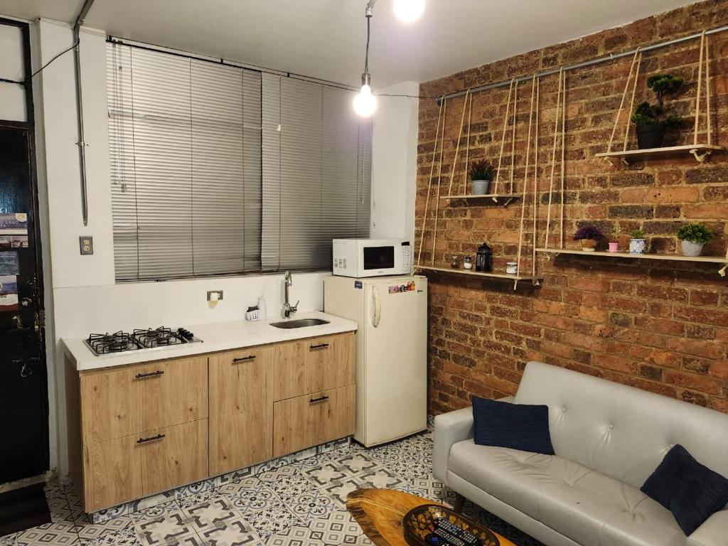 Kuchyň nebo kuchyňský kout v ubytování Samor centro histórico Bogota