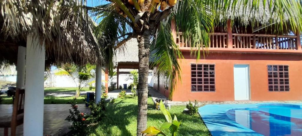 une maison avec un palmier et une piscine dans l'établissement Rancho E1, à El Pumpo