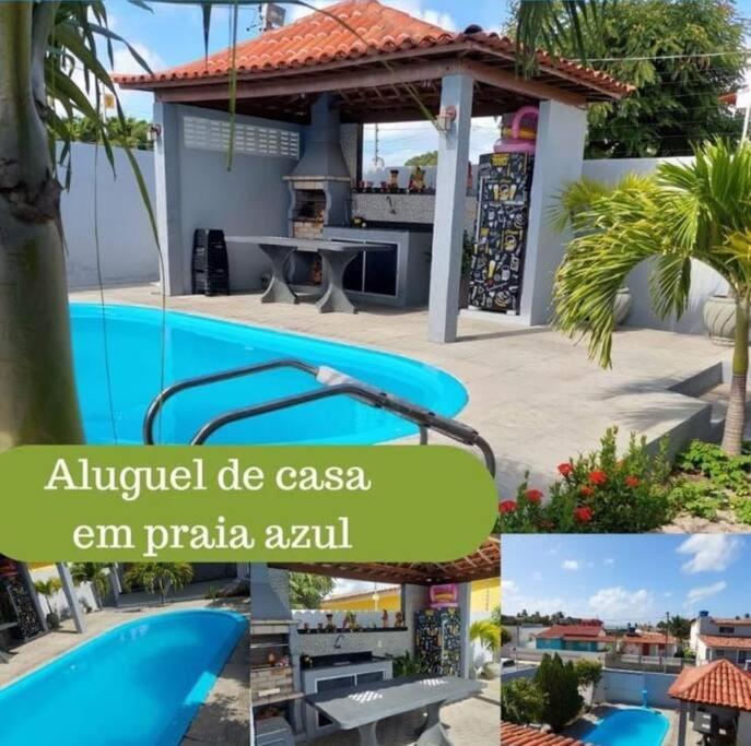 uma colagem de fotografias de um resort com piscina em Espaço Sol e Mar - Praia Azul/PB em Pitimbu