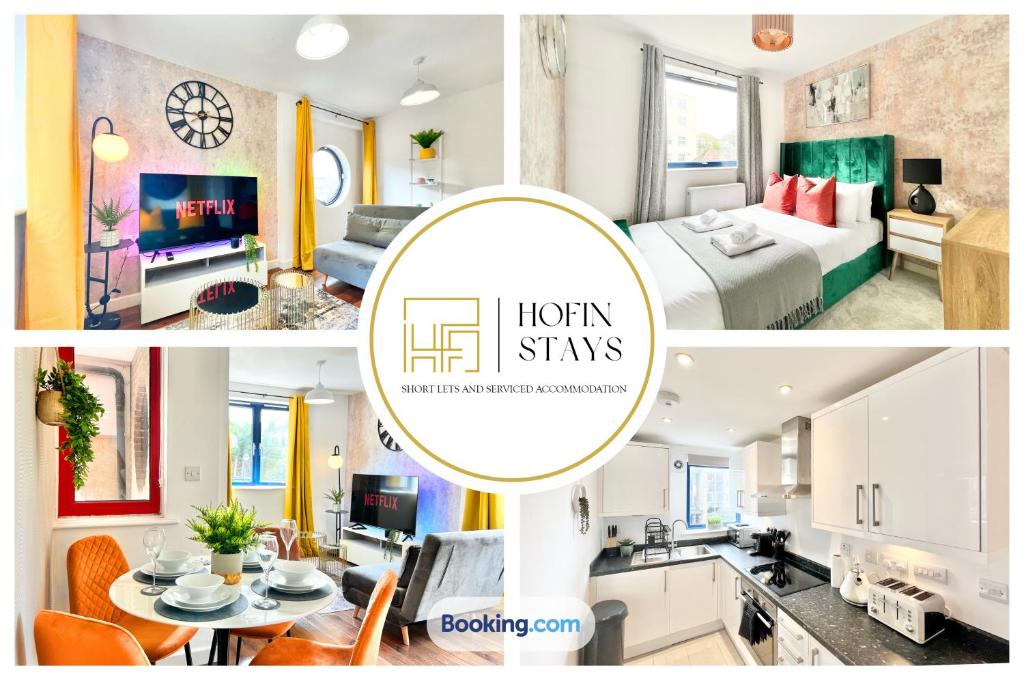 a collage of three pictures of a hotel room at WEEKLY OR MONTHLY STAY - Relocation & Business - 4 Guests - By Hofin Stays Short Lets & Serviced Accommodation in London