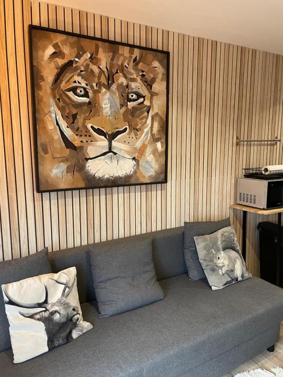 Posezení v ubytování appartement avec Wifi résidence Les sables face mer