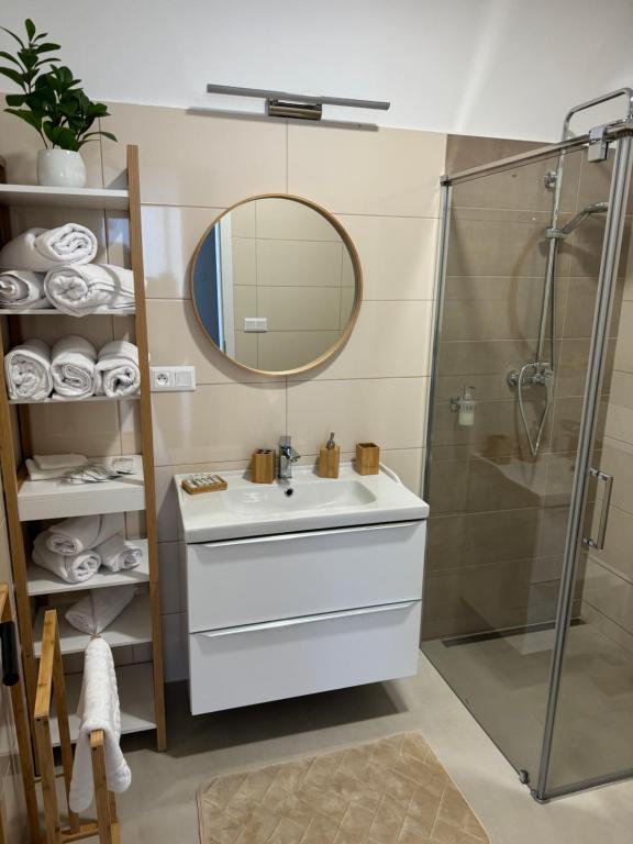 Koupelna v ubytování Apartmány Kamenec
