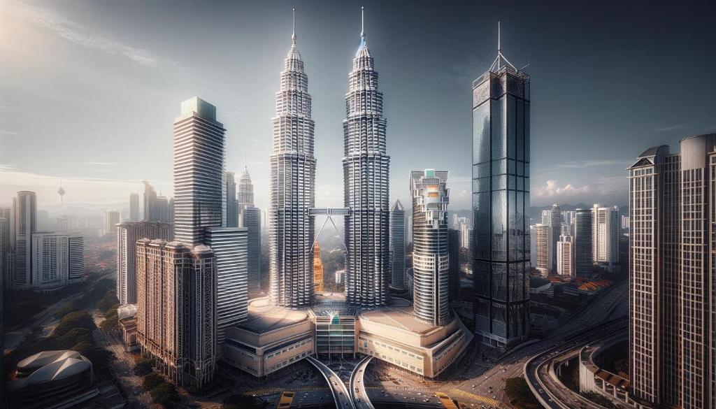 una rappresentazione di una città con grattacieli alti di KLCC Comfort Haven a Kuala Lumpur