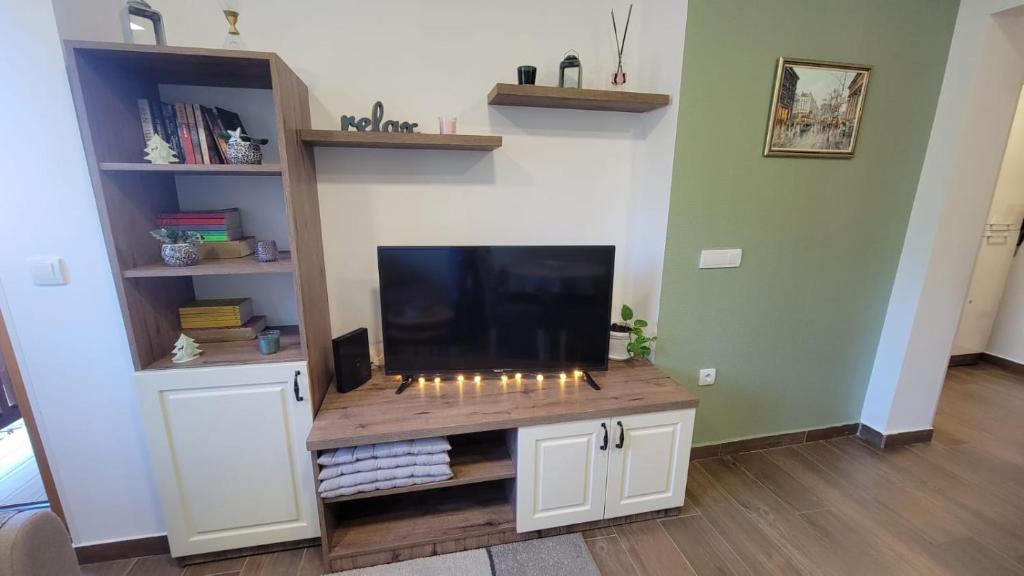TV a/nebo společenská místnost v ubytování Goldview Apartmani