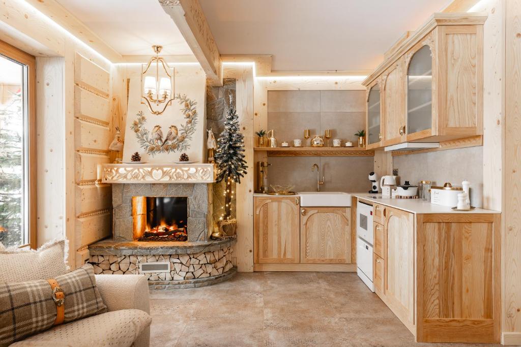Kuchyň nebo kuchyňský kout v ubytování Brzozowa Osada - Premium Chalets Zakopane
