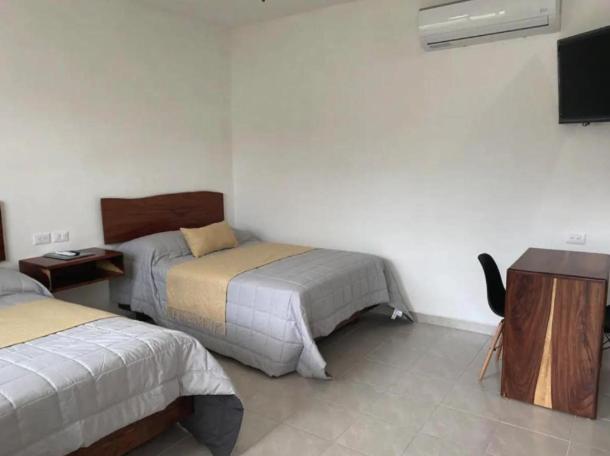 Habitación de hotel con 2 camas y TV en Avenida Suites en Ciudad Valles