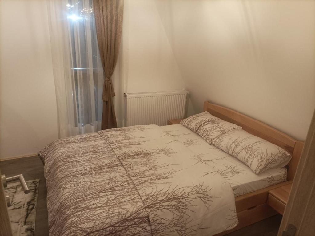 um quarto com uma cama e uma janela em Zlatar Eyes em Nova Varos