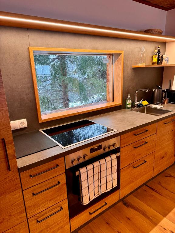 Kuchyňa alebo kuchynka v ubytovaní Das AlplResort "ALMfrequenz"
