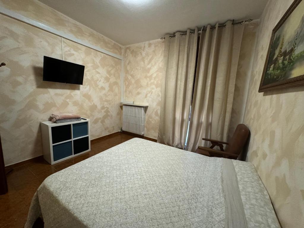 1 dormitorio con 1 cama y TV en Stanza Privata en Monselice