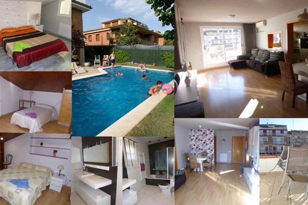 a collage of photos of a house with a swimming pool at Allotjament amb encant a Tremp in Tremp