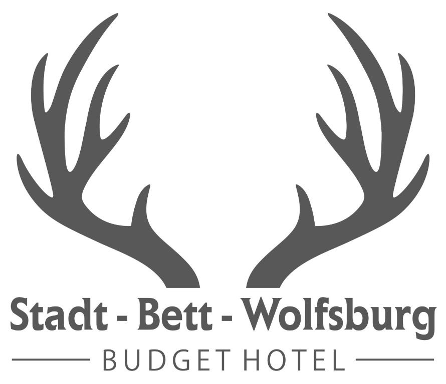 un logo per un hotel con corna di cervo di Budgethotel Stadtbett Wolfsburg a Wolfsburg