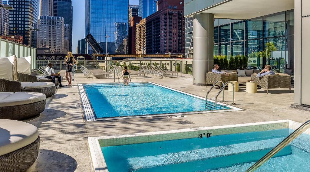 a pool on the roof of a building at NVCLL Chicago in Chicago