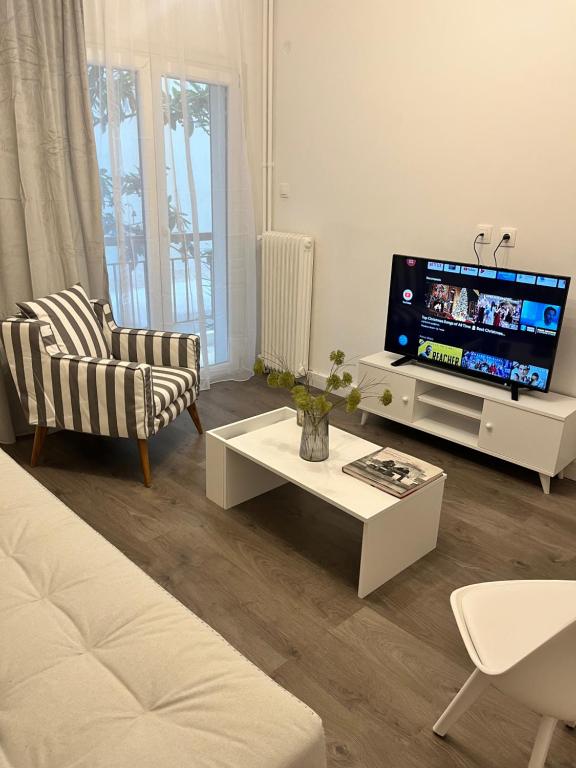 TV a/nebo společenská místnost v ubytování Metropolitan Complex Apartment-next to Metropolitan Hospital,Karaiskaki,Sef