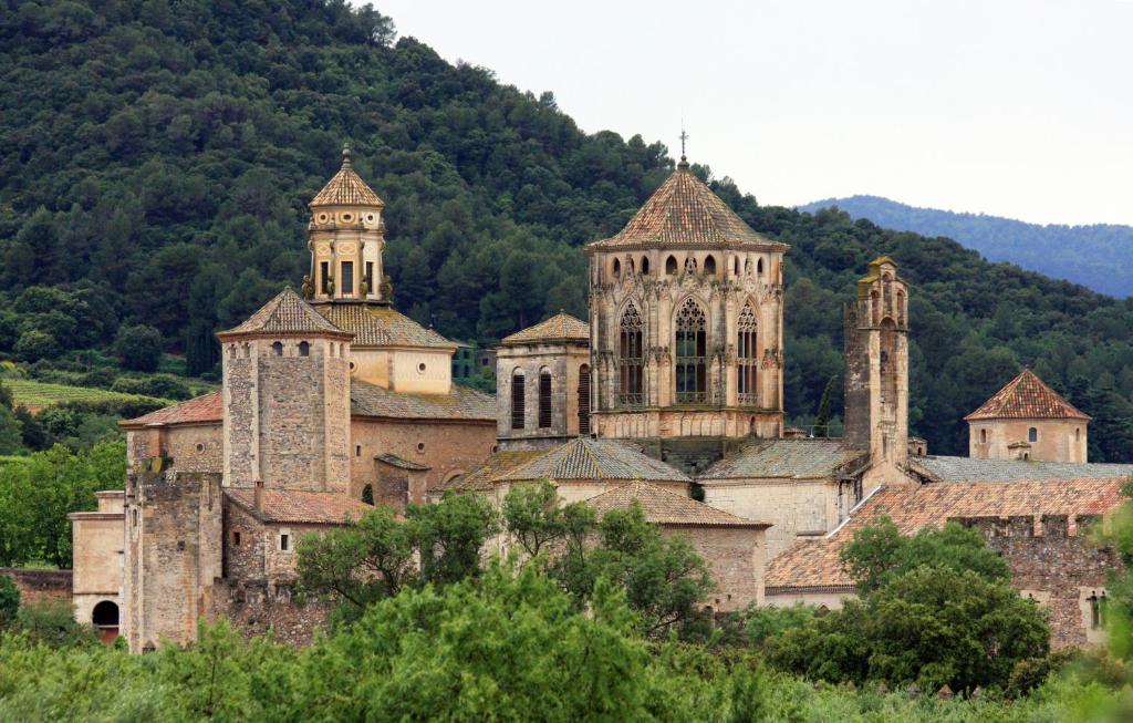 a group of buildings with hills in the background at Apartaments Ca La Pauleta in Espluga de Francolí