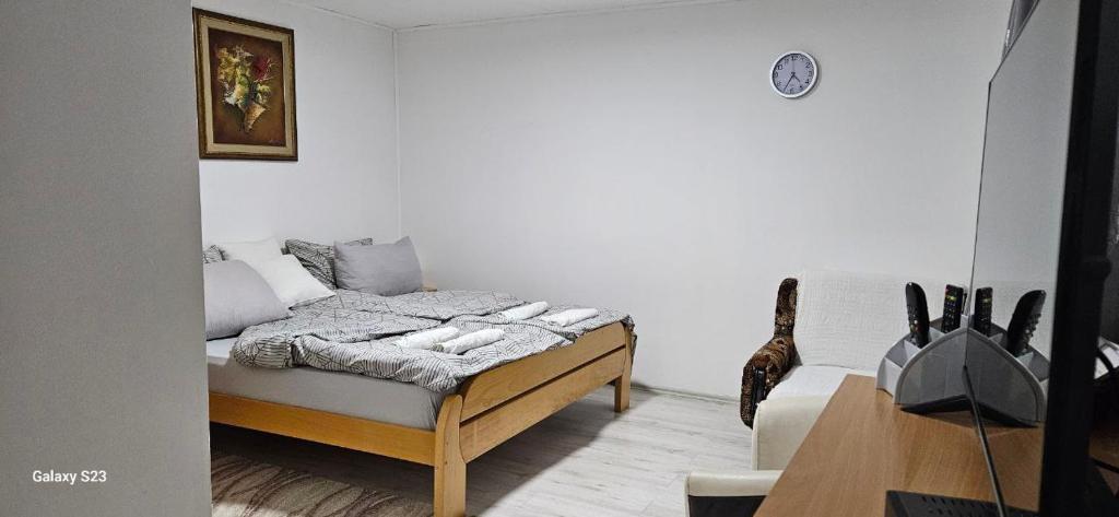 Apartman Branka في نيسكا بانجا: غرفة معيشة مع سرير وأريكة