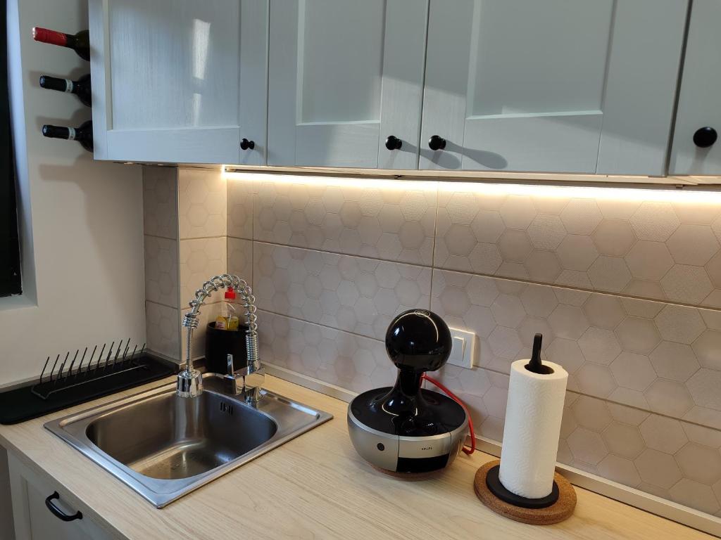 Kuchyň nebo kuchyňský kout v ubytování DIVNEST apartman