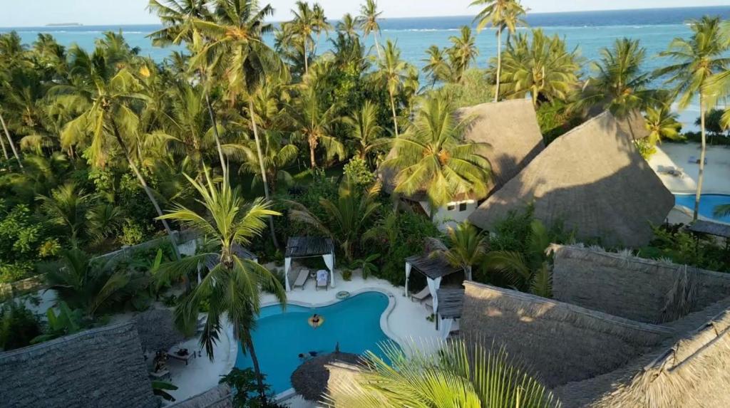 an aerial view of a resort with a swimming pool at Boutique Villa Unaweza in Matemwe